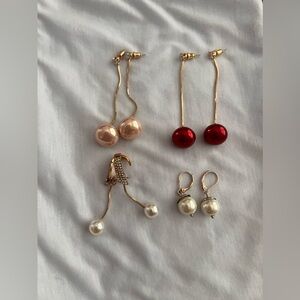 Gold Pearl Earrings Bundle, NWT